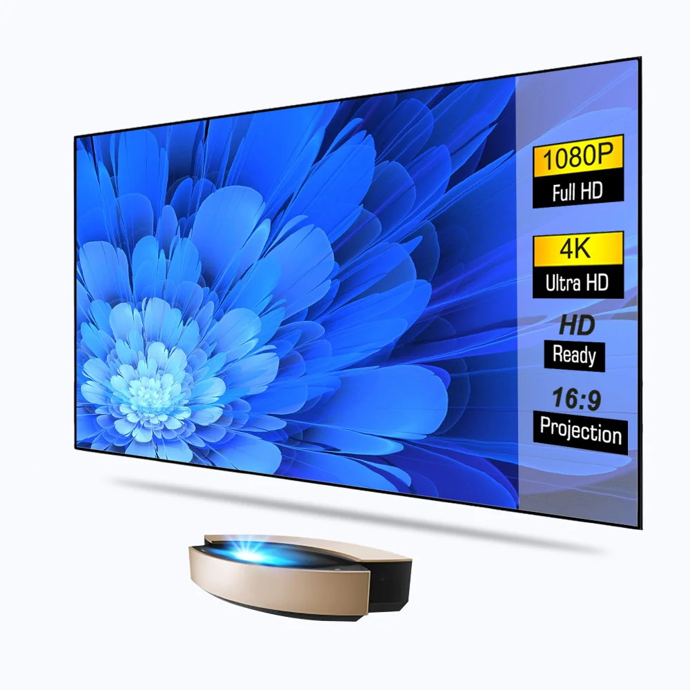 

120-Inch Ultra Short Throw Projector Ambient Light Rejecting Screen Narrow Fixed Frame Pet Crystal For 16:9 Projection Excellent