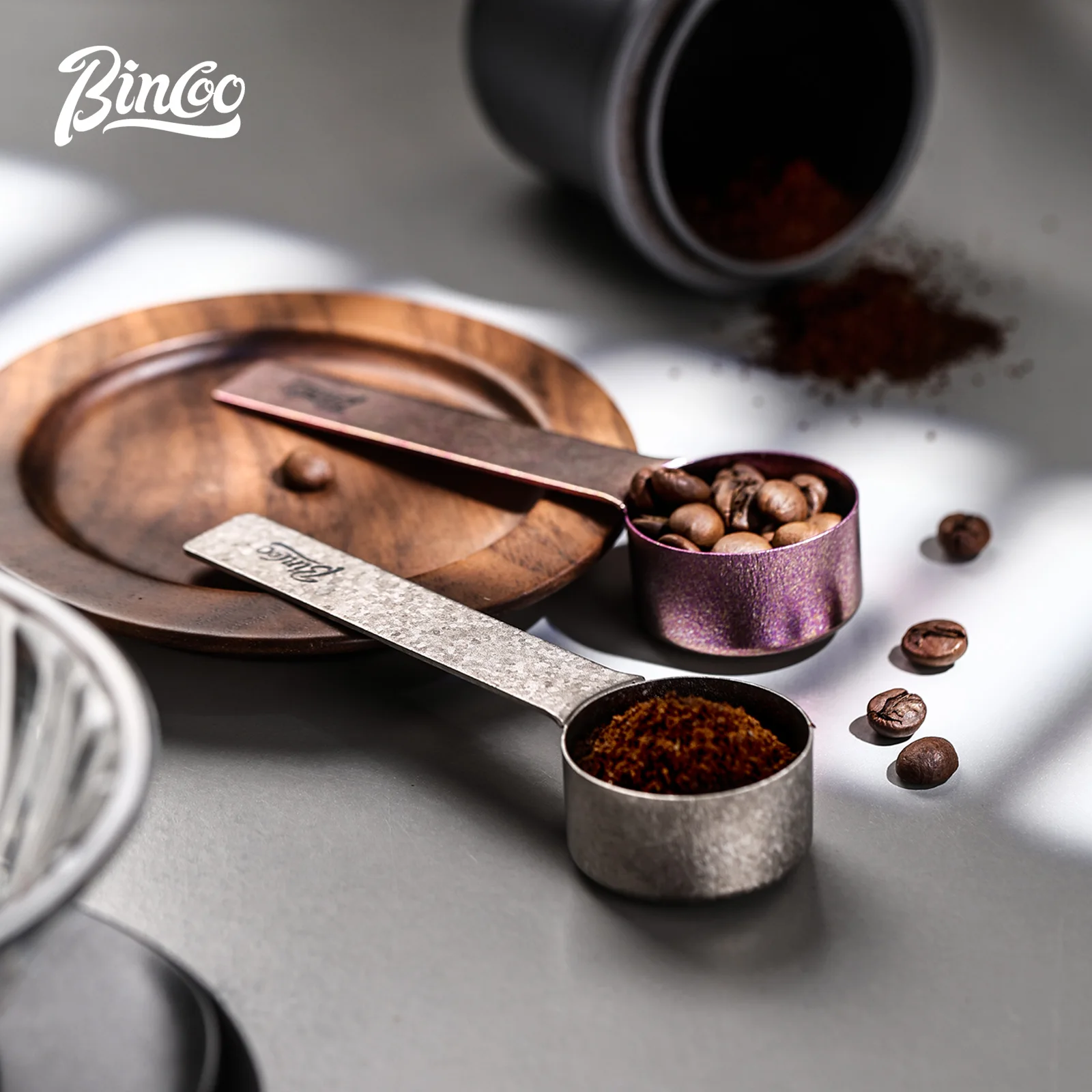Cuchara Medidora de Granos de Café de Titanio Premium Bincoo con Escala en Gramos, Accesorio para Café Molido, Herramienta para Baristas Caseros