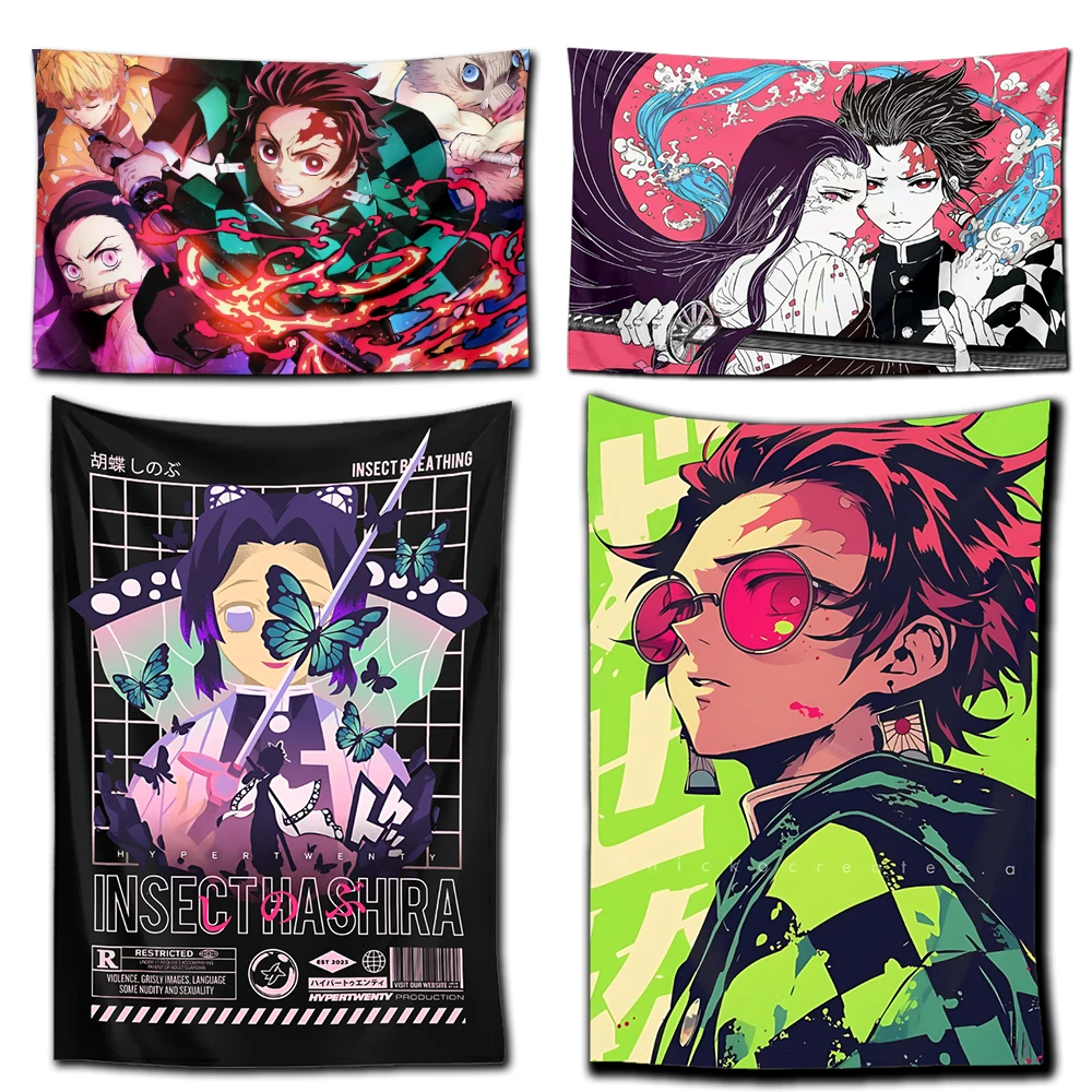 

Anime Demon Slayer Kamado Tanjirou Nezuko Tapestry Decorations for Bedroom Wall Art Home Hanging Accessories Decor