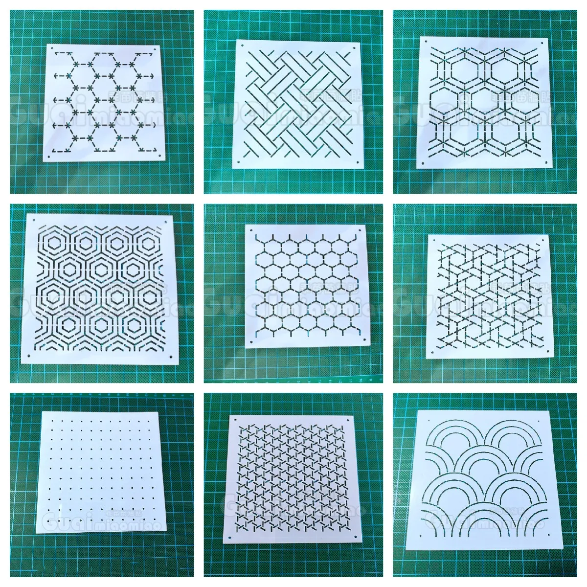 刺embroideryパッチワークキット、ハンドアカウント、キルティング定規、sashkoデザイン、ソフトモールドテンプレート、10x10cm、1個