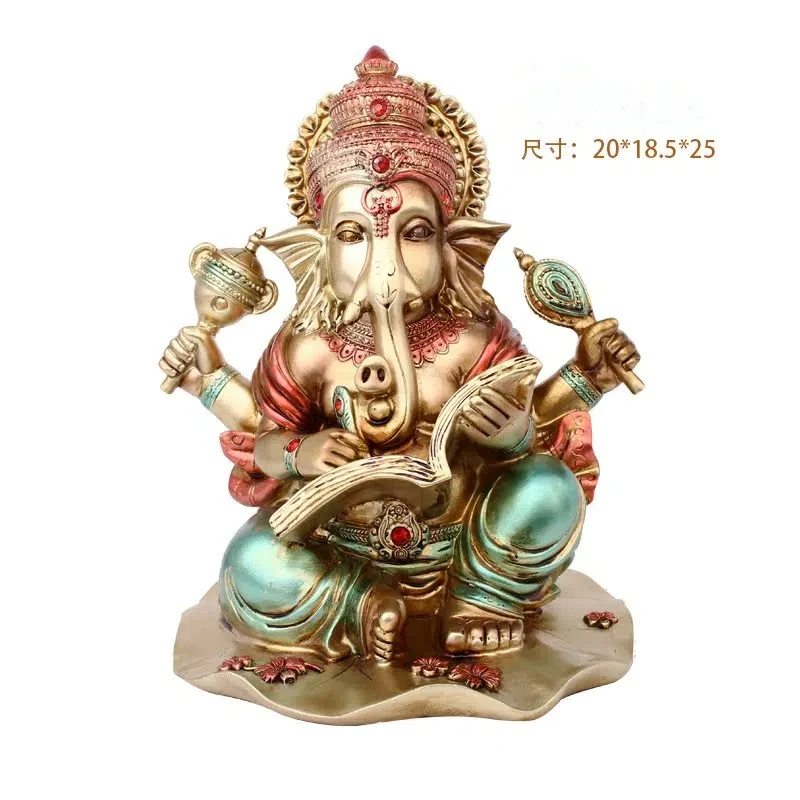 

Elephant Trunk God of Wealth Ornament, Zen Buddha Statue, Indian Divine Elephant Sculpture, Thai style Entrance Table Decoration