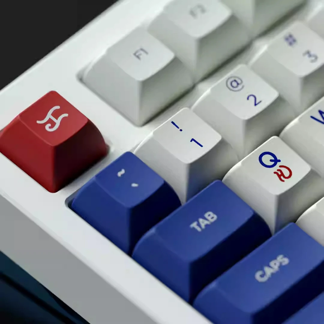 

Keyreative KAT Profile Katha Writing Blue White Dye-Sublimation Keycaps - Fit 68/87/104 Layouts Custom Mechanical Keyboard