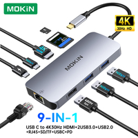 MOKiN USB C Hub,9 in 1 USB C Adapter with 4K30Hz HDMI,Gigabit Ethernet,USB3.0,TF/SD,100W PD,Docking Station for MacBook Air/Pro