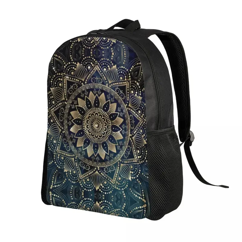 Customized Elegant Gold Mandala Travel Backpack Men Women School Laptop Bookbag Boho College Student Daypack Bags