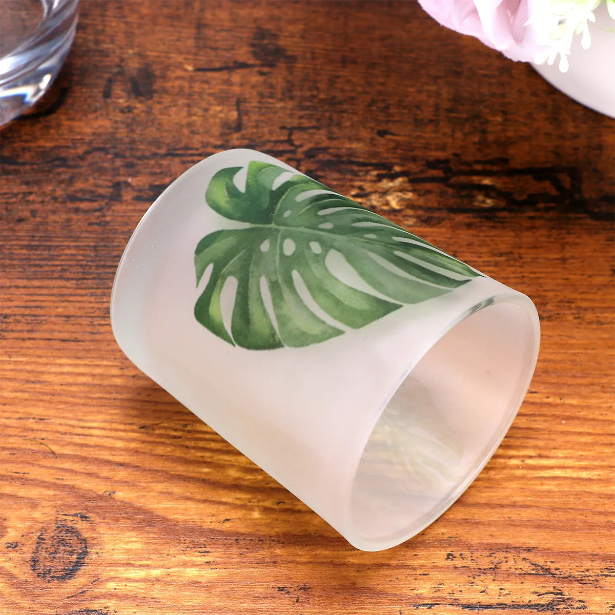 

6Pcs Glass Holder Monstera Leaf Design Tabletop Candlestick Desktop Decoration Nordic Style Romantic Atmosphere