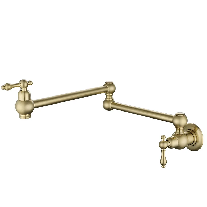 

Faucet Single Cold Sink Tap Rotate Folding Spout Chrome Brass Tuqiu Pot Filler Tap Wall Mounted Foldable Brushed Gold Kitchen