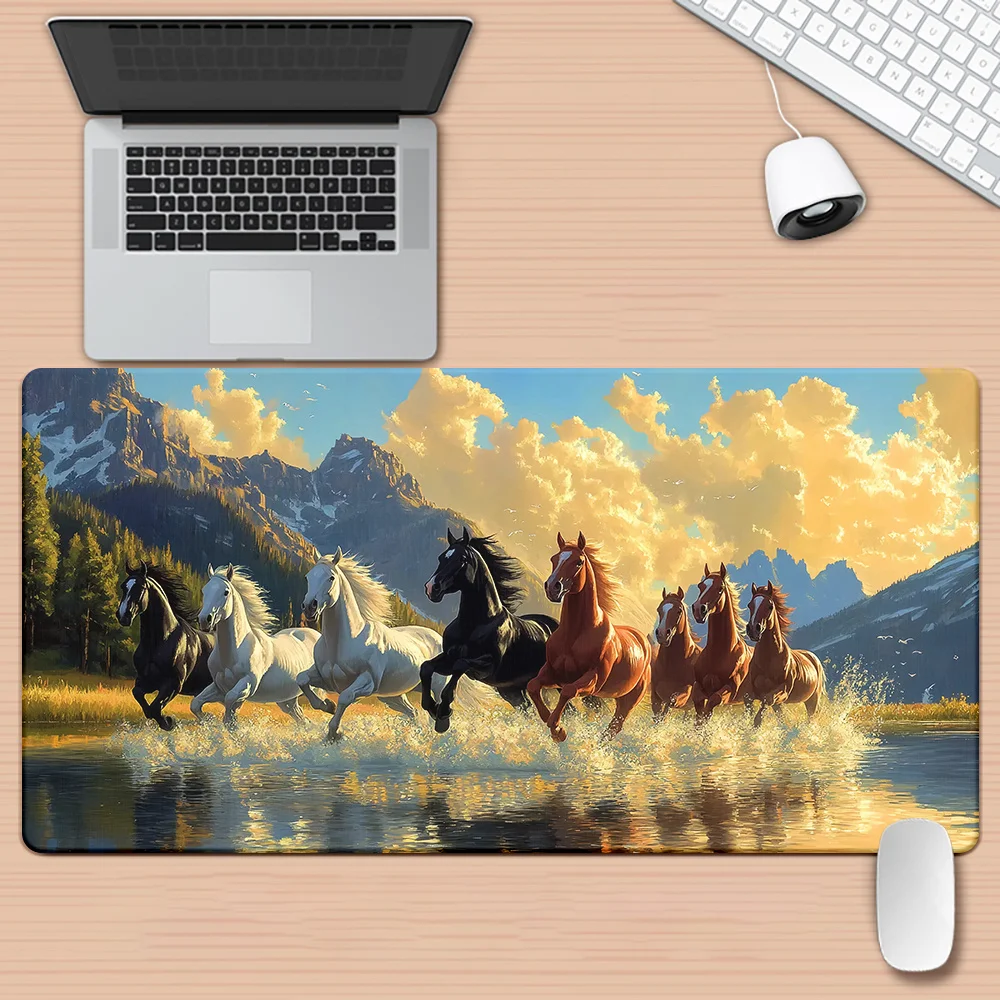 The grand and bold horse table mat, with high-definition picture quality and rubber mouse pad, is suitable for gaming