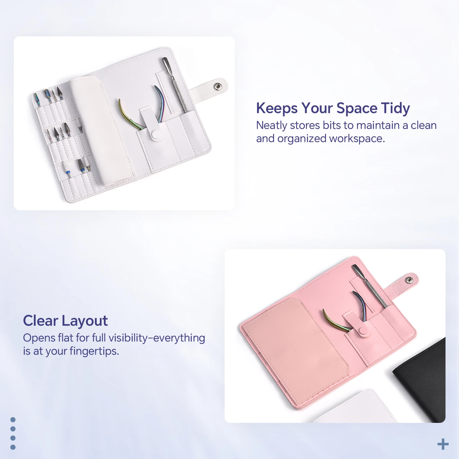 37-Loch faltbare Nagelbohrer-Organizer-Tasche, schwarz, weiß, Multifunktions-Aufbewahrungstasche für Nägel, Kunstwerkzeug, PU-Leder, Maniküre-Zubehör