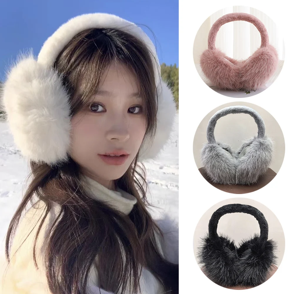 Penutup telinga penutup telinga lembut, hangat musim dingin untuk wanita pria warna Solid Earflap luar ruangan perlindungan dingin