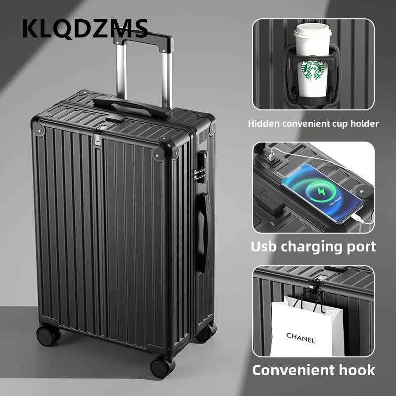 KLQDZMS Valigia di ricarica USB Scatola d'imbarco addensata multifunzionale da 20 pollici 22 "24" 26 "Trolley per PC Bagagli da viaggio a mano