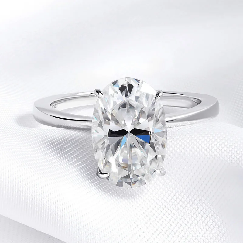4.5CT Oval Cut Full Moissanite Rings for Women 925 Sterling Silver Certified Lab Diamond Engagement Wedding Ring Female Jewelry