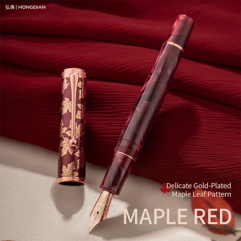 LT Hongdian N8S Red Maple Pen Season Limited High-grade Retro Light Color Acrylic Resin Fountain Pen