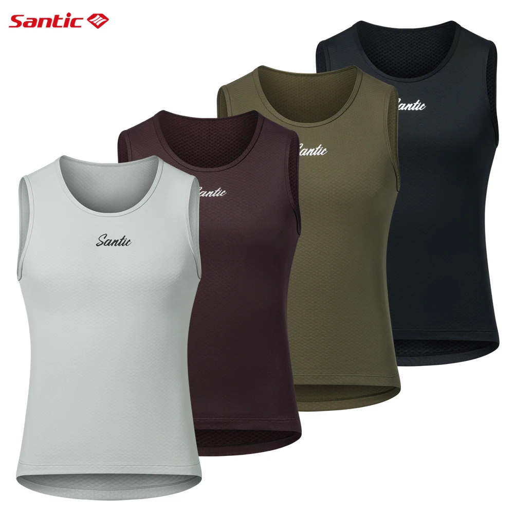 Santic Men's Winter Cycling Vest Thin Velvet Warm Sports Windproof Fit Top WM24C06038