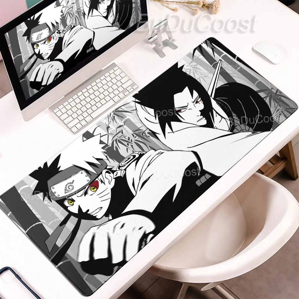 Mauspad, Gaming-Matte, Naruto Uzumaki, schwarz, weiß, Manga-Mauspad, Anime, Büro, Computer, Teppich, Gamer, Tastaturpad, Schreibtischzubehör