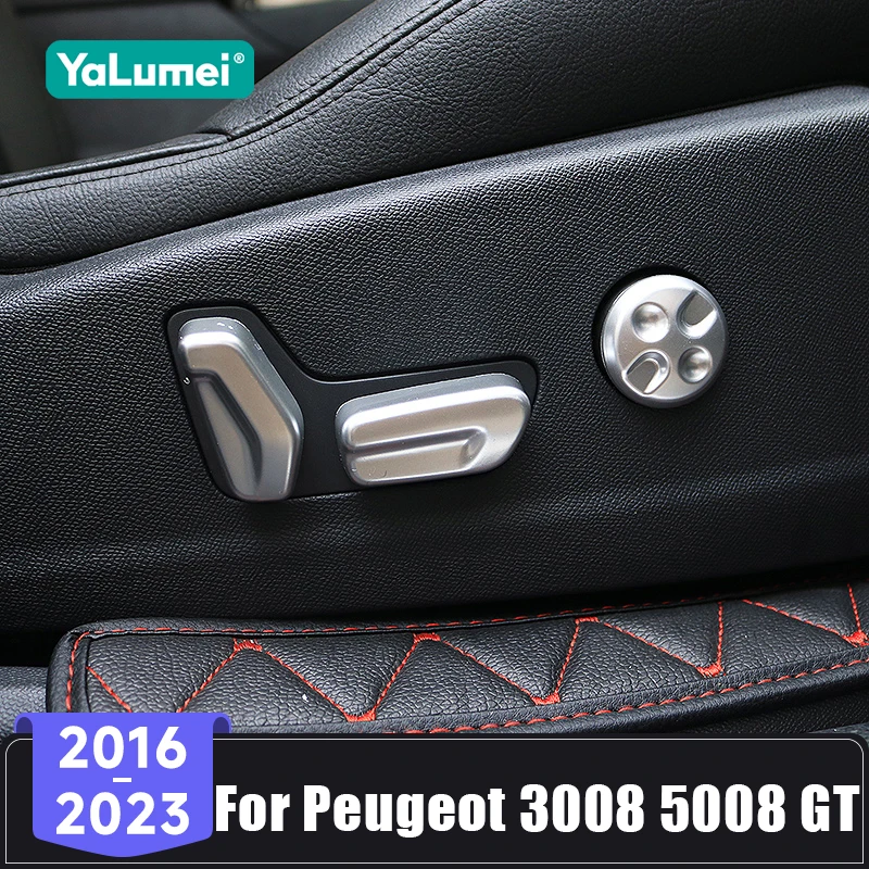 

For Peugeot 3008 5008 GT Hybrid 2016 2017 2018 2019 2020 2021 2022 2023 ABS Car Seat Adjustment Knob Button Switch Trim Cover