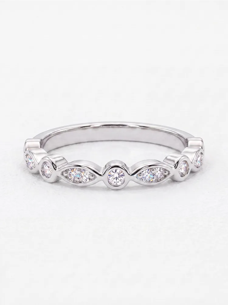 Echter Runder Moissanit-Diamant Marquise Runde Ringe für Frauen Jubiläum Hochzeit 925 Sterling Silber Edle Schmuckstücke – Detail 5