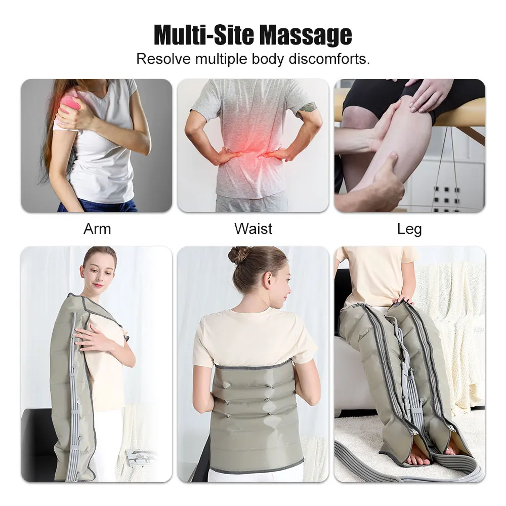 Electric Air Compression Leg Massager Wraps Arm Waist Foot Massage Machine Promote Blood Circulation Air-Wrap Pain Relief Tool