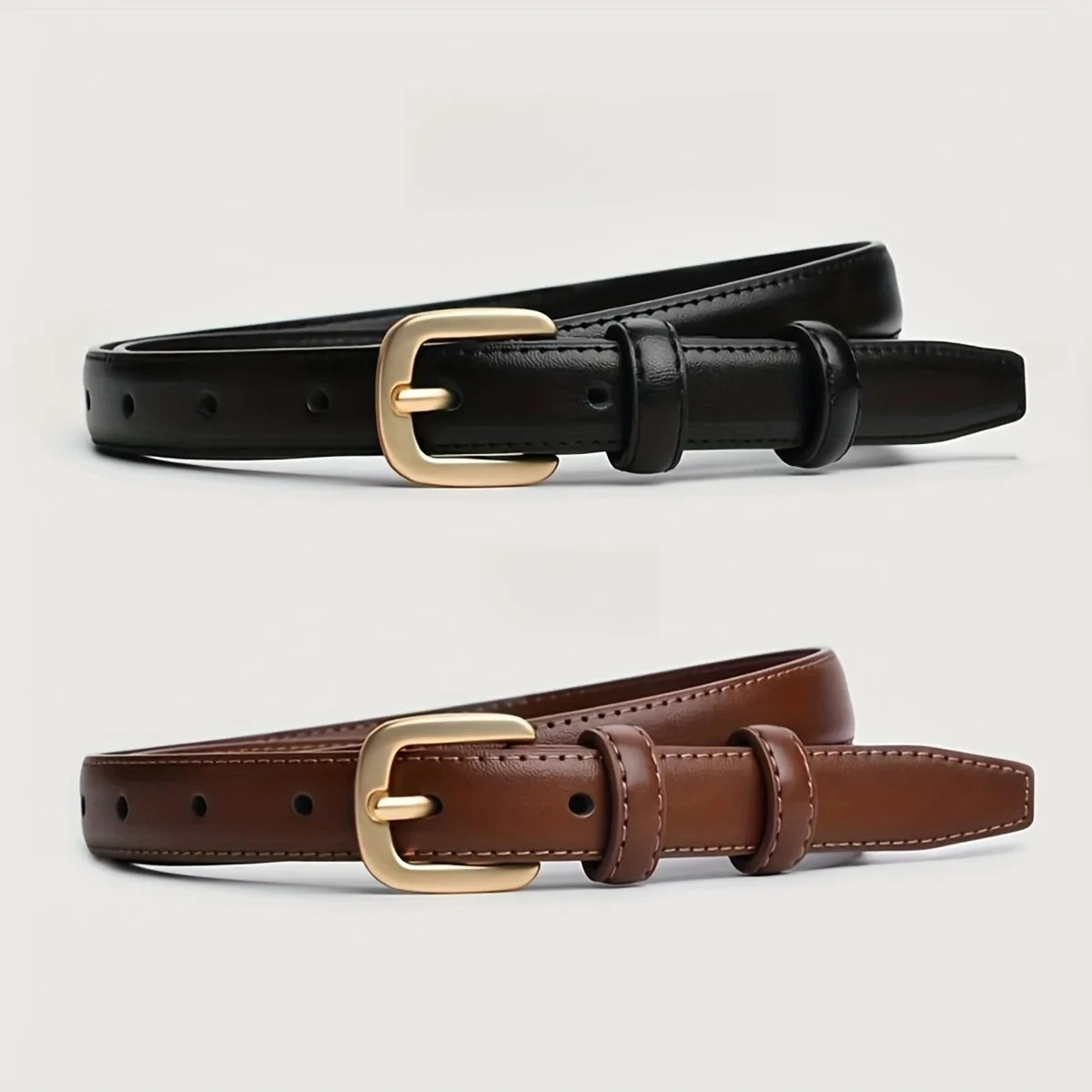 1/2PCS Women's Belt Fashion Black Belt Retro Needle Buckle Jeans Belt Casual Strap Long Skirt Belt