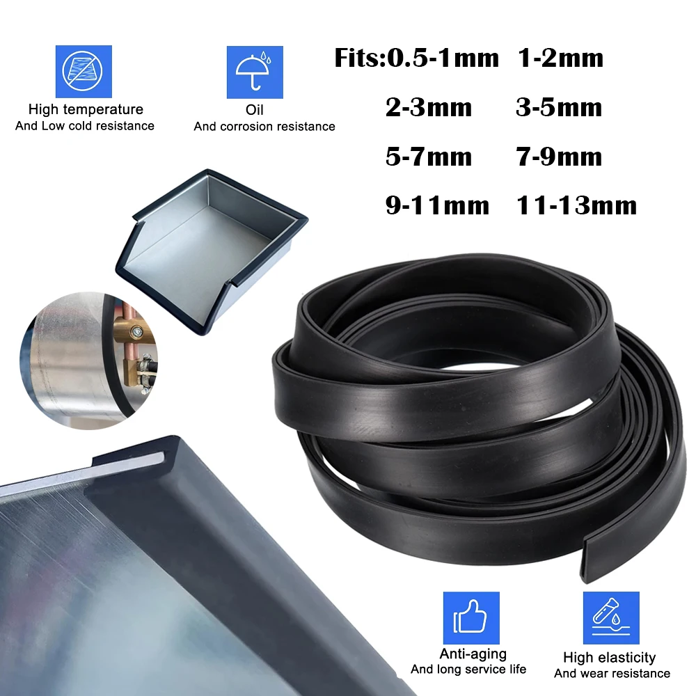 1M U Channel Rubber Seal Strip (1Pc) - Weatherproof Noise Insulation for Door/Window, Edge Protector for 0.5~13mm Glass/Metal/Wo