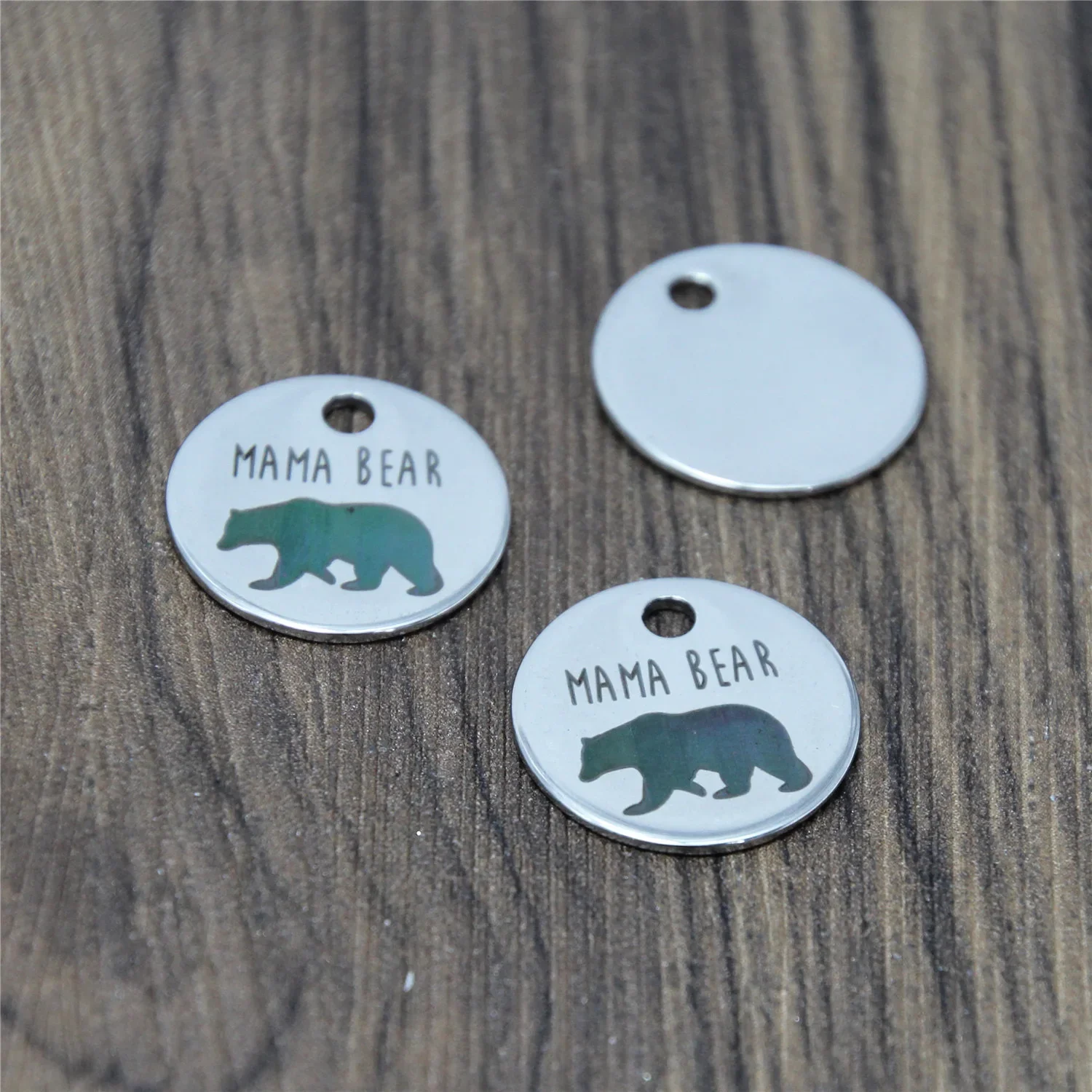 

10pcs Mama Bear Charm Silver Tone Stainless Steel Pendant 20mm