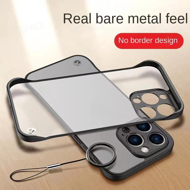 3Colors Rahmenlose, durchscheinende, matte Handyhülle für iPhone 13 14 15 16 Pro Max Plus mit Fingerring, stoßfeste Hartschalenhülle aus PC