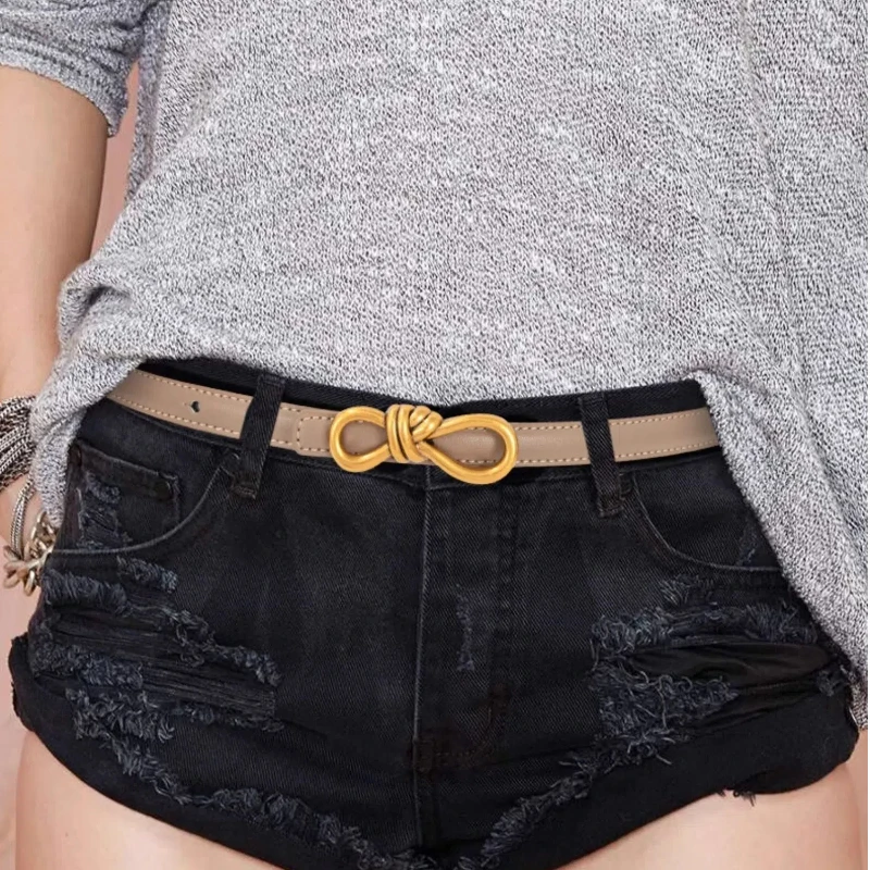 

Высококачественный дизайнерский ремень из натуральной кожи для женщин, элегантный тонкий пояс с бантом для платьев, юбок