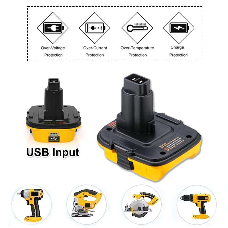 Replacement for Dewalt 18V To 20V Adapter DCA1820 for Dewalt 18V Tools, with USB Port, Convert Dewalt 20V Max Lithium Battery