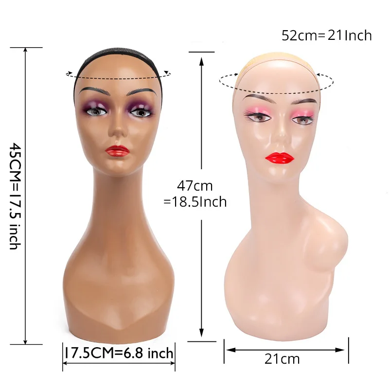 Nunify Mannequin Head With One Shoulder Realistic Female Wig Display Head Manikin Head For Hat Wigs Sunglasses Jewerly