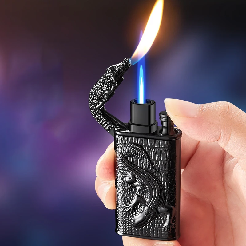 2024New Cool Dragon Dual Flame Torch Lighter Windproof Jet Smoking Accessories Cigarette Lighter Men\'s Gift Wholesale