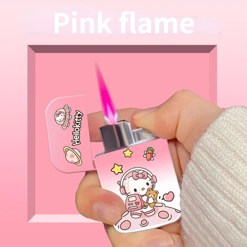 

Cute Kawaii Lighter Windproof Pink Flame Lighters Ignition Inflatable Anime Cigar Fuel Lighter Strong Fire Power Smoker Gift