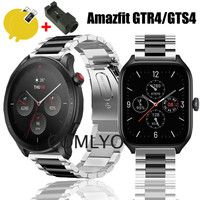 For Amazfit GTR4 GTR GTS 4 GTS4 Strap Smart Watch Band Replace Metal Bracelets Stainless Steel Belt Screen protector film