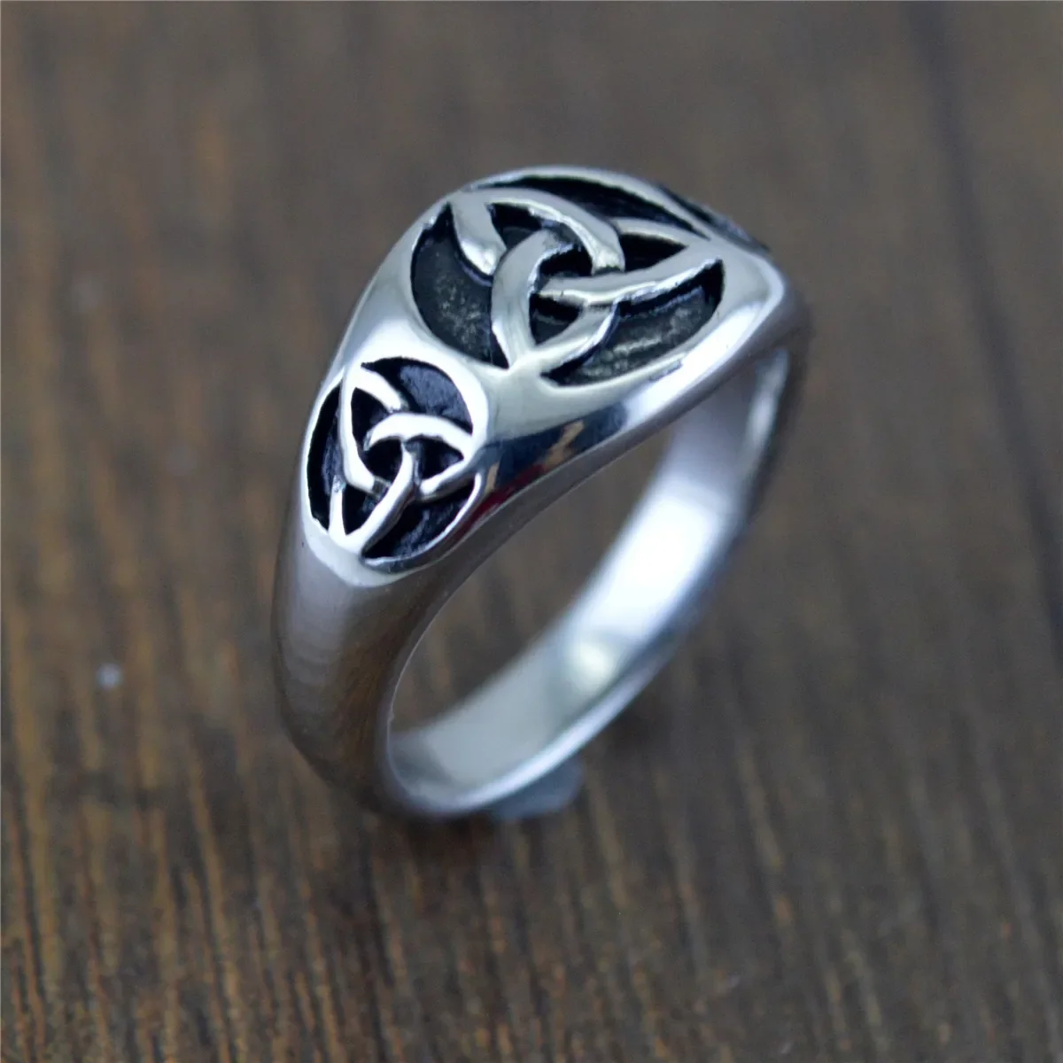 Trendy Retro Irish Celtic Symbol Viking Totem Stainless Steel Men's for Rings Size 7-13