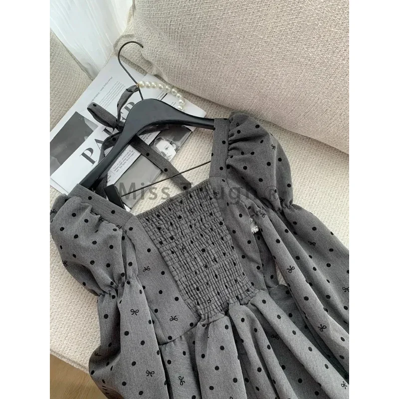 

25Women Elegant Prom Gown Girl Fairy Dress Mini Frocks Long Sleeve Polka Dot One-Piece Evening Coquette Party 2000s Y2k Birthday