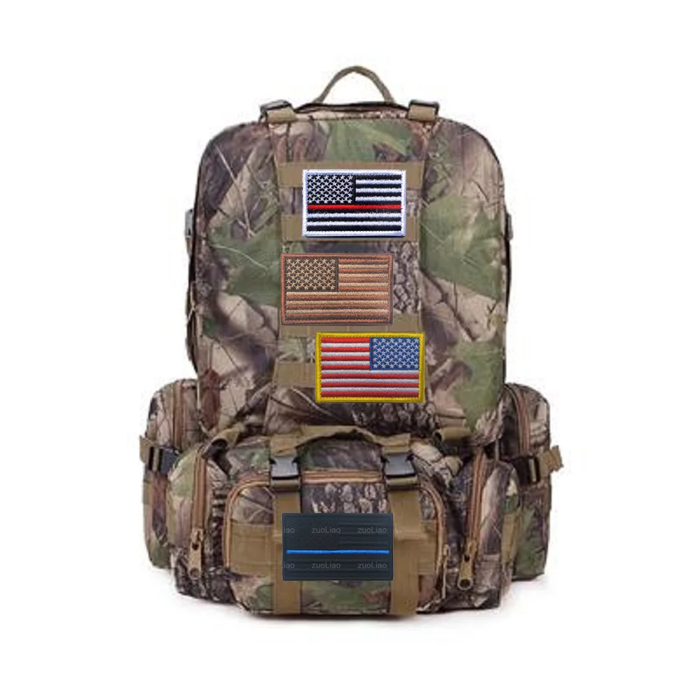 Hot Selling  American Flag 3D Embroidery Left and Right Horizontal Strip Flag Badge with Backpack Hook Loop Patches for Clothing