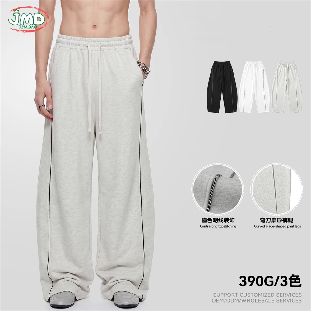 JMD Retro Men Autumn 390gsm Machete Pants Unisex Casual Patchwork Loose Wide Leg Sport Trousers Sweatpants QH0102
