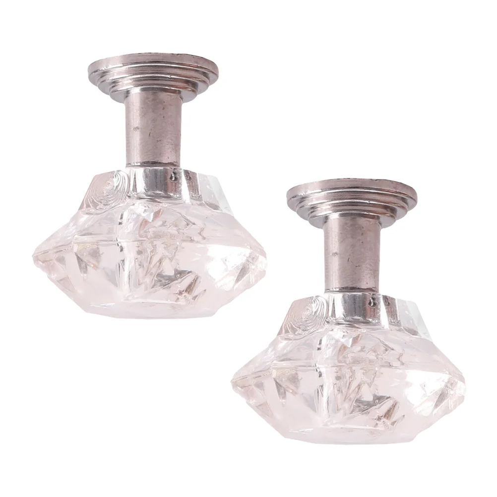 2 Pcs Mini Ceiling Lamp Chandelier Miniature Toys Simulation Silver Acrylic Night Light