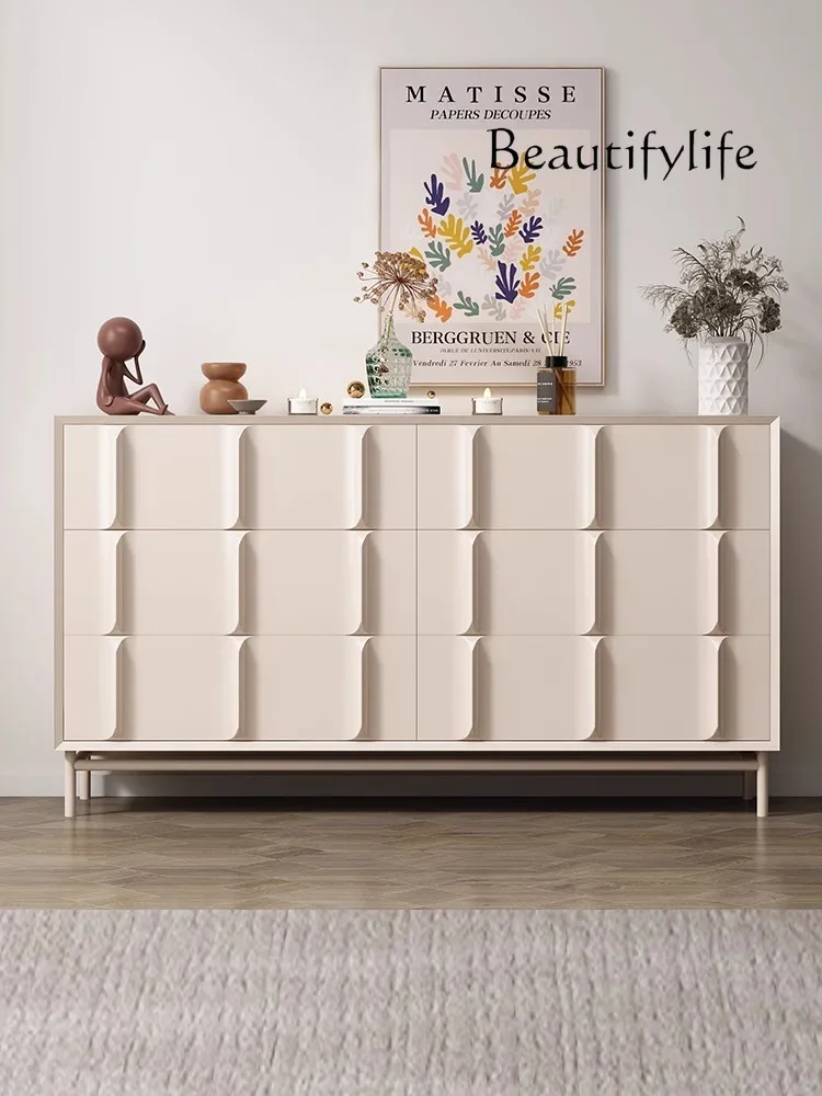 French Style Solid Wood Sideboard Cream Style Simple Modern Locker Tea Cabinet Living Room Locker