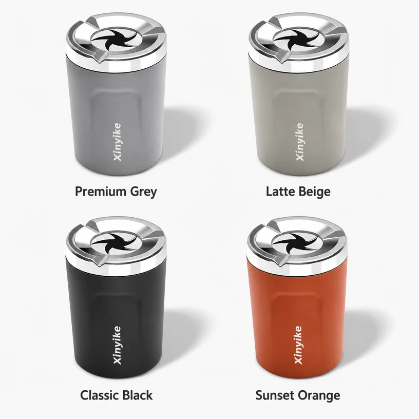 Car Ashtray with Heatproof Ceramic Liner& Mechanical Rotating Aperture Lid Universal Practical Auto Interior Accessories view 5