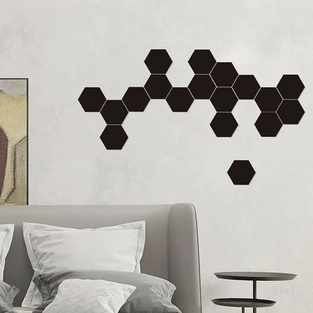 Brand new 1 Set Wall Stickers (including 24pcs) Acrylic Art Tile 46*40*23mm Golden/Black Vinyl Removable Decal