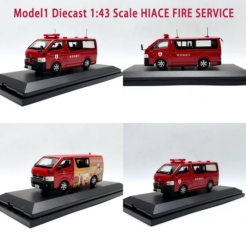 Model1 Diecast 1:43 Scale HIACE FIRE SERVICE Alloy Simulation Car Model Collection Decoration Boy Gift Toy Static Display