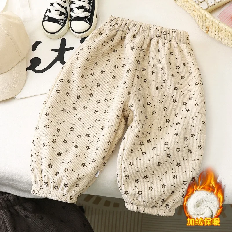 Bellbell Winterhose für Jungen, 2–10 Jahre, Kinderhose mit Blumenmuster, aus Fleece, locker geschnitten, mit elastischem Bund, für Kleinkinder und Babys. – Detail 3