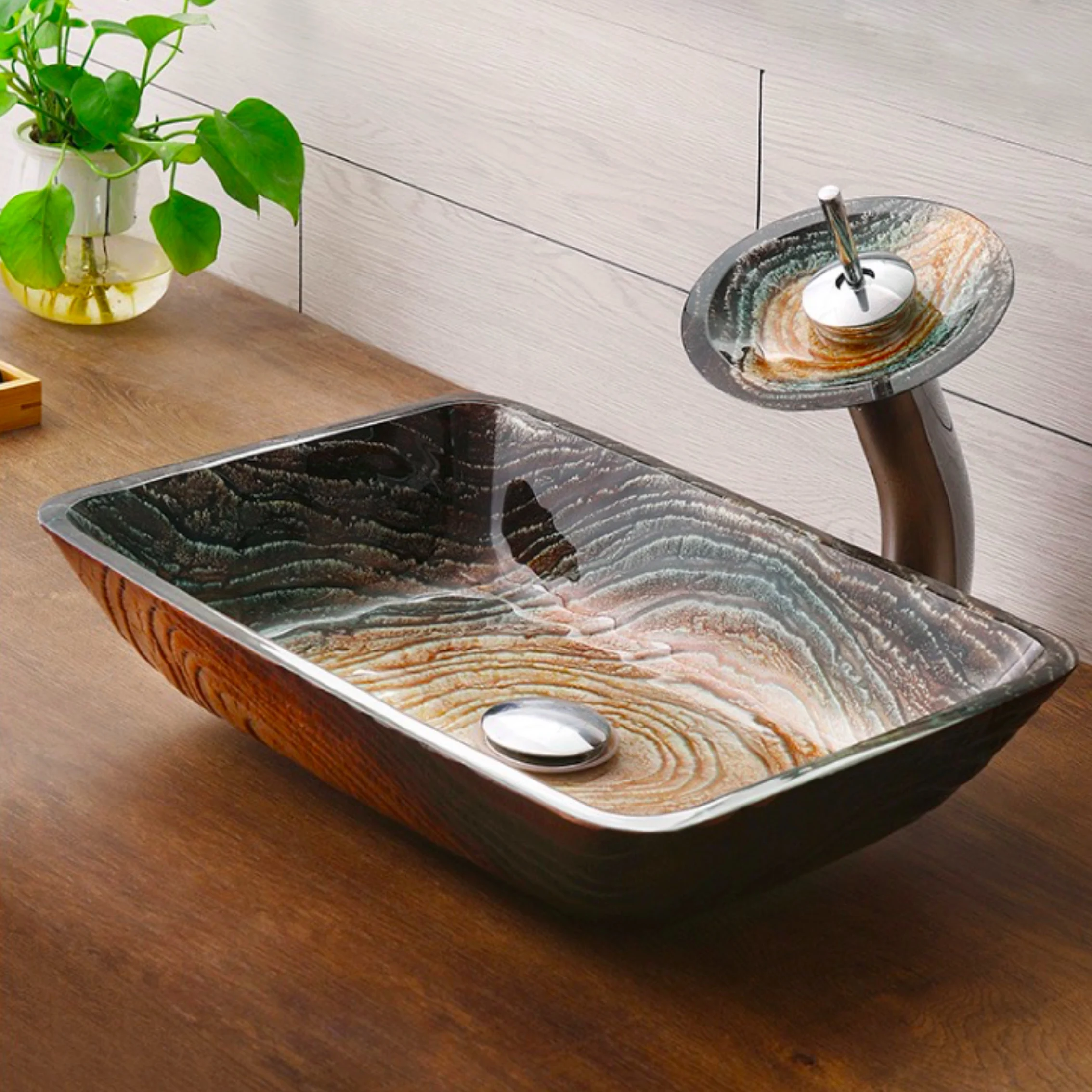 

Tempered Glass Art Wash Basin Modern Fashion Art Above Counter Washbasin Hotel Bathroom Washbasin round And Rectangular