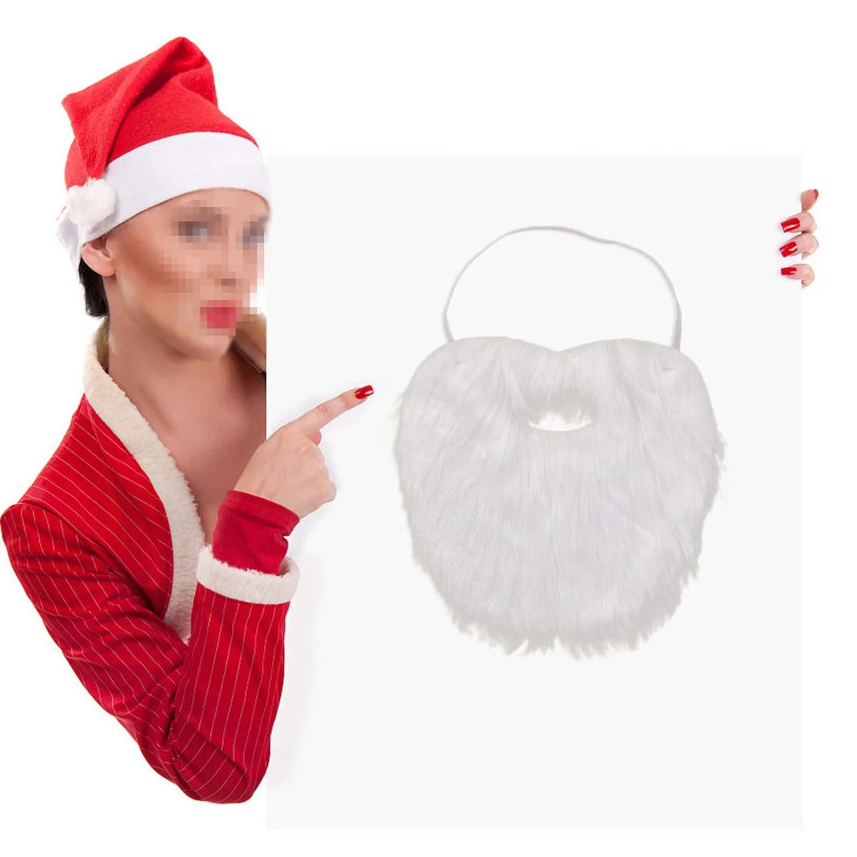 Barbe de père noël pour adultes et enfants, 3 pièces, accessoire Facial blanc unisexe, accessoire de fête de vacances, accessoire de Cosplay, décorations de Festival