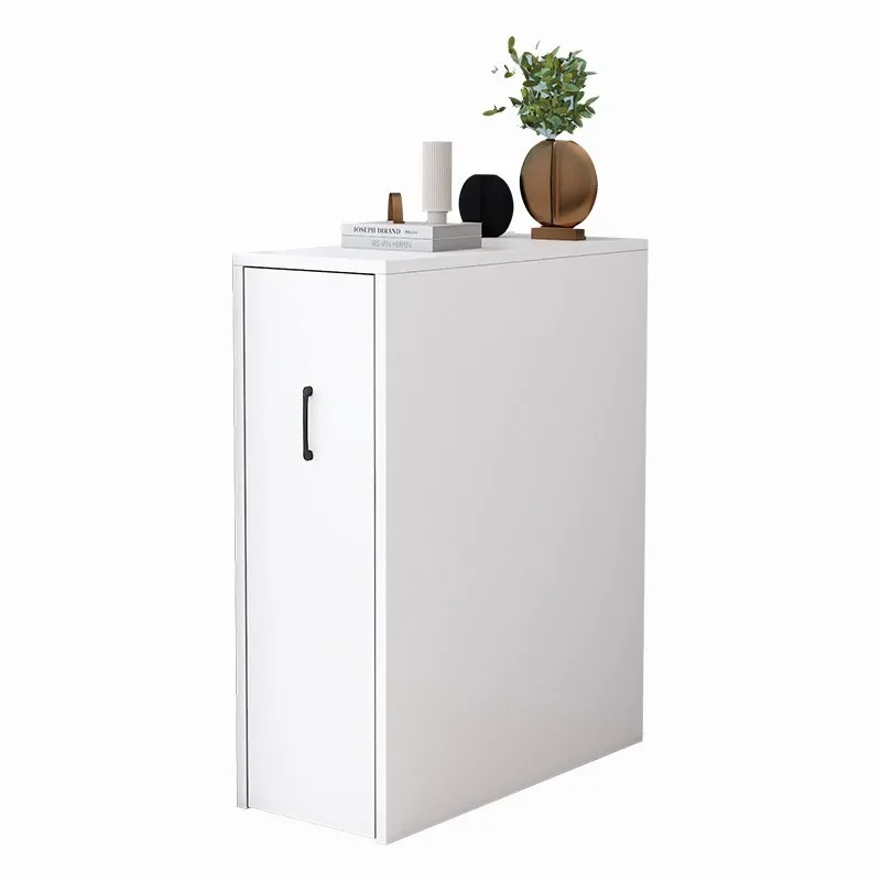 Narrow bookcase, side-pull small cabinet on the edge of the table, pull-out mobile bookcase with door, bookshelf, dust-proof sto