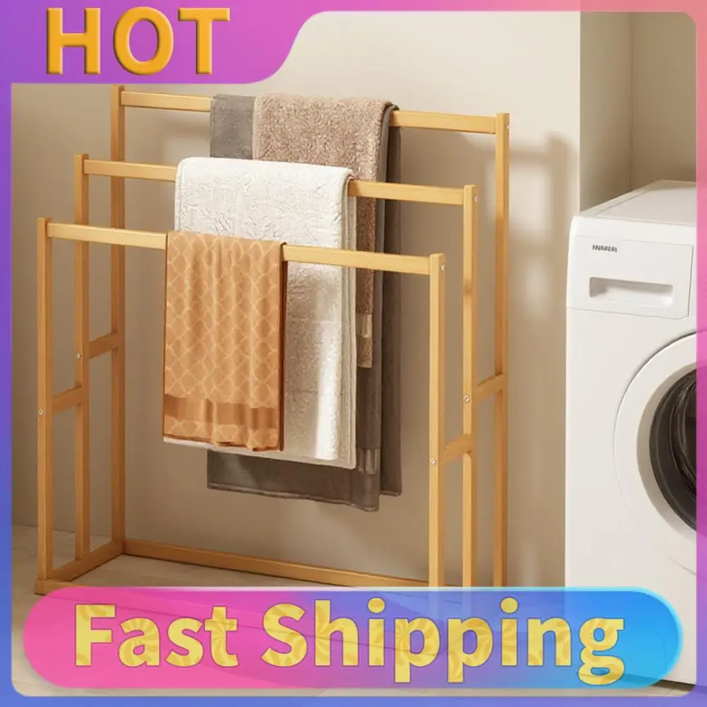 

Трехуровневая напольная вешалка для полотенец с 3 перекладинами, деревянная, для ванной комнаты и полотенец для рук
