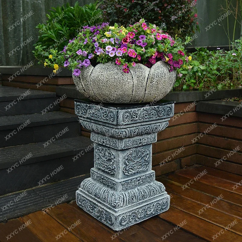 New Chinese Style Outdoor Creative Cement Large Flower Pot Garden Villa Entrance Courtyard Elephant Art Flower Bed Base Planter