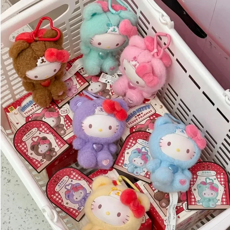 

Hello Kitty Teddy пижамы серии виниловая плюшевая слепая коробка мультяшная кукла модная игрушка рюкзак подвеска украшение загадочная коробка подарок для девочки