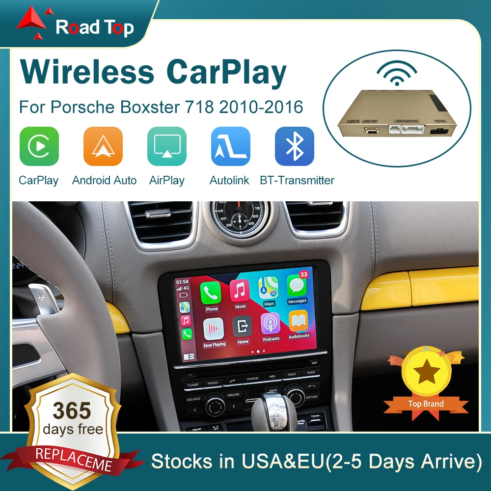 Wireless CarPlay for Boxster 718 2010-2016 with Android Auto Interface Mirror Link AirPlay Car Play  Support Reverse Camera