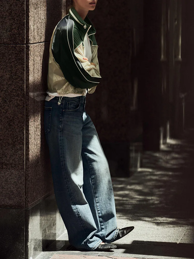 ربيع جديد وصول عادية اللون الدم مقنعين الوقوف طوق طويل Sve ort Jaet المرأة الشارع Sle يندبروف ملابس خارجية