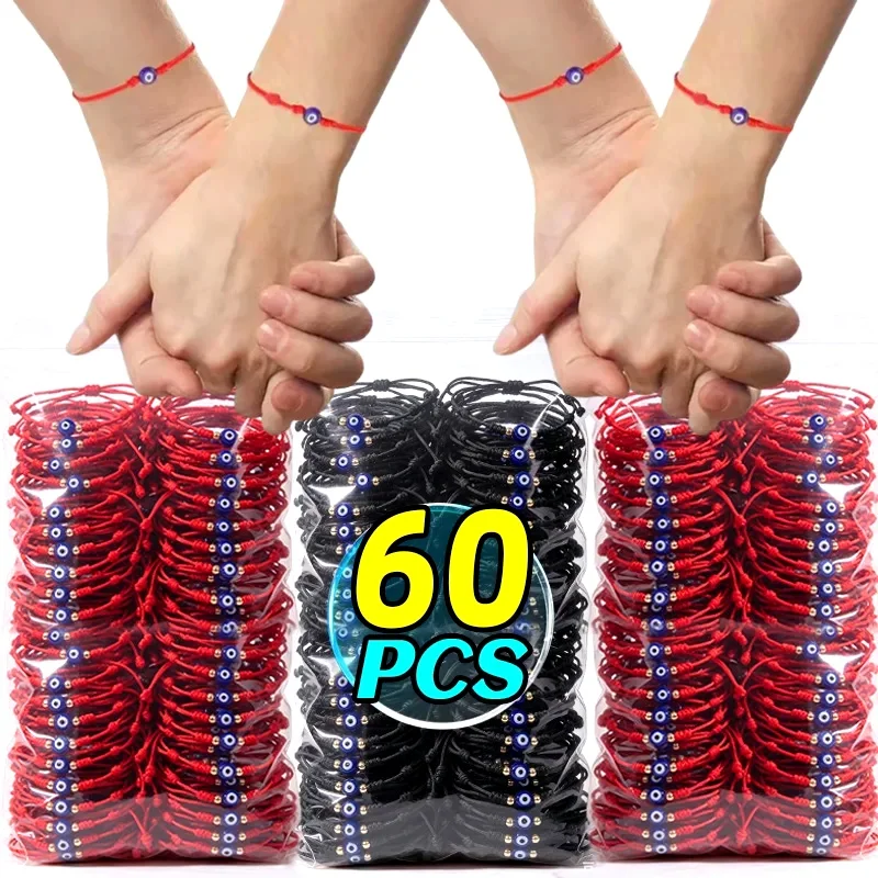 Unisex Lucky 7 Knots Blue Evil Eye Bracelets for Couple Braided Red Black Red Rope Bracelet Wrist Hand Love Friendship Jewelry